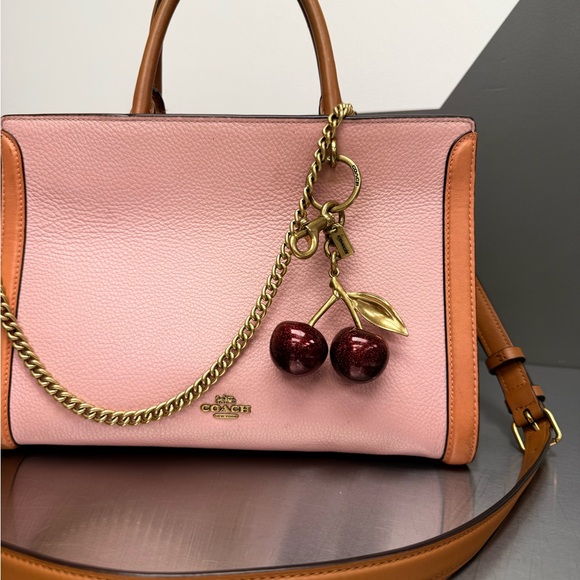 Coach Rouge Pink and Tan Leather Handbag/ Crossbody - Picture 2 of 16